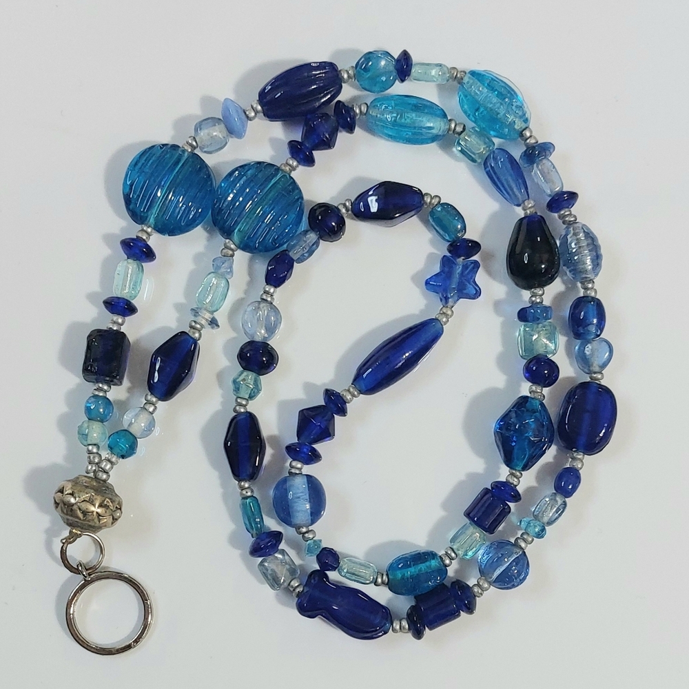 Blue Glass Beaded Laynard